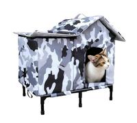 Maison pour chat pour l'extérieur - Isolée, imperméable, coupe-vent, abri pour chat au-dessus du sol | pour terrasse, balcon, jardin, parc, zone résidentielle, garage, grange, coin de rue