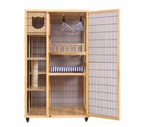 Maison pour Chat Villa pour Chat Cage pour Chat en Bois Massif Cage pour Chat Extra Large pour Animaux de Compagnie Intérieure Trois étages et Quatre étages Cage pour Chat à Espace Libre (Taille: 7-D