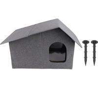 Maison pour chats d'extérieur imperméable aux intempéries spacieuse fermée pliable protection pour toutes les saisons grise