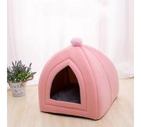 Maison pour chats d'intérieur et animaux de compagnie, grotte pour chat, igloo, lits fermés pliables avec coussin amovible, tapis de canapé pour chaton, chaton, maison lit (33 x 33 x 36 cm, rose)