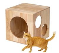 Maison pour Chats en Bois avec Tour d'escalade, Tunnel de Jeu, Arbre À Chats, Cachette Et Grotte Décorative, Petite Maison pour Animaux Configurable pour L'intérieur Style B 2-Hole