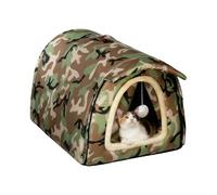 Maison pour chats - Maison semi-fermée isolée de 48 x 42 x 36 cm | Grand abri pour chat, imperméable, chaud, résistant à l'humidité, avec rideau, protège les animaux de compagnie de rue | Pet Housee