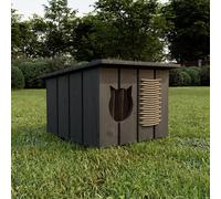 Maison pour chats outdoor Cabane Grise Caverne extérieure isolée hivernale en bois 56x47cm 8659
