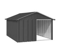 Maison Pour Chien Acier Galvanisé Résistante Aux Intempéries Chenil 116,5x153x81,5 Cm Gris