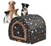 Maison pour chien chaude à l'intérieur - Maison pour chien en plein air pour l'hiver, avec porte en tissu flexible confortable avec fonctions commutables, elle est parfaite toute l'année. N'ayez pas