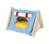Maison pour Cochon d'Inde Abri pour Furet Grotte pour Hérisson Lit pour Rat Jouet en Peluche Chaud avec Structure en Bois Adapté pour Les Écureuils et, Bleu