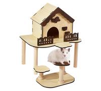 Maison pour hamster, cage en bois, lit de couchage pour petit animal de compagnie, décoration paysagère, pour l'élevage de souris naines, utilisation du stress, style naturel et design d'abri compact