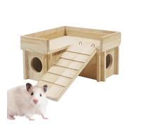 Maison pour hamster | Cage en bois pour hamster - Respectueux de l'environnement, cabane divertissante pour hamster avec toboggan d'escalade amusant, abri secret pour souris gerbille naine