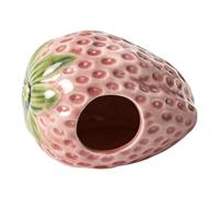 Maison pour Hamster Décor Fraise Design en Céramique, Lit Habitat | Cachette Hamster pour poissons Betta, grenouilles, agames barbus, cichlidés, gerbilles, bernard-l'ermite, petits