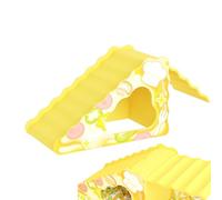 Maison pour Hamster Forme Fromage, Échelle pour Cage Petits Animaux, Habitat 2 en 1 avec Rampe d'escalade Anti-Dérapante pour Mâchage Jeu Exploration et Enrichissement de Cage