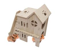 Maison pour hamsters, grande maison pour hamsters | Habitat du labyrinthe de la maison de hamster avec échelle grimpante - Jouet d'activité pour petits animaux en bois agrandi pour cobayes, souris n