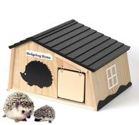 Maison pour hérisson en bois avec rabat pour rat, grand hôtel pour hérisson avec fond et toit en bardeaux - Abri décoratif pour hérissons ou petits animaux, H x l x P : 24 x 39 x 31 cm