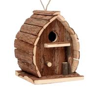 Maison pour Oiseaux d'Extérieur,Nid D'Oiseau - Structure en Bois avec Abri, Boîte à Nid, Cage et Mangeoire, Design Rustique pour Décoration de Jardin, Terrasse, Clôture, Fenêtre, Arbre, Patio et Arriè