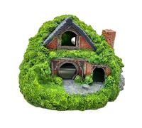 Maison pour poissons d'aquarium - Maison en résine avec trou en mousse, décorations d'aquarium, petit abri caché, grotte de fée rustique, tunnel creux | Paysage décoratif pour réservoir d'eau douce et