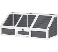 Maison pour tortues en bois, enclos pour tortues avec deux maisons principales, dessus ouvrant, clé, cage à reptiles d'extérieur pour petits animaux 120 x 55 x 50 cm, gris clair