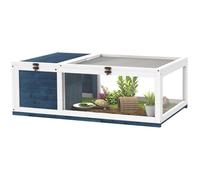 Maison pour tortues - PawHut - avec 2 espaces, loquets verrouillables - 91 x 60,5 x 32 cm - bois massif - bleu