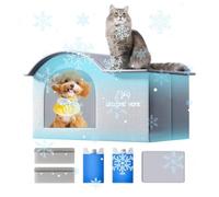 Maison Rafraîchissante pour Animaux - Maison Rafraîchissante pour Chat avec Toiture en Aluminium et Bloc de Glace, Abri Frais pour Animal Résistant aux Déchirures Plitable Tente