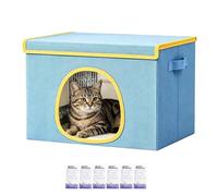Maison Rafraîchissante pour Chat, Cabane Niche Rafraichissante Chat, Niche 6 Blocs Réfrigérants, Imperméable Pliable Portable pour Parents De Chats, Bureau, Chambre, Salon, Balcon (Bleu)