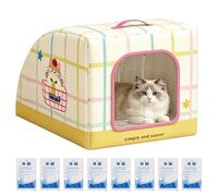 Maison rafraîchissante pour chat isolée portable avec poignée | Maison pour chat d'intérieur pour disperseurs, animaux domestiques en plein air, chambre à coucher, balcons, cours, terrasse