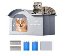 Maison Rafraîchissante pour Chats d'Extérieur - Maison Rafraîchissante pour Chat avec Toiture en Aluminium et Bloc de Glace | Tente D'Résistante Abri Spacieux pour Appartement Balcon Jardin Plage