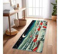 Maison Rouge De Style Champêtre Cèdres Tapis De Couloir Blanc 60X210 Cm - Lavable Et Antidérapant, Tapis Long Et Étroit pour Couloir, Entrée Ou Cuisine, Doux, Moderne Et Facile À Entretenir
