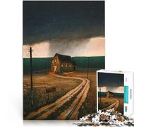 Maison sous Une Forte Pluie Puzzle pour Adultes 1000 pièces Jeu intellectuel Jouet est idéal comme Cadeau pour Toute la Famille 38x26cm