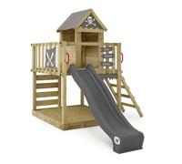 Maison sur pilotis WICKEY Smart Life avec toboggan 220 cm anthracite et bac à sable - 10 ans de garantie*