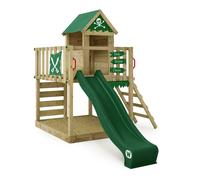 Maison sur pilotis WICKEY Smart Life avec toboggan 220 cm vert et bac à sable - 10 ans de garantie*