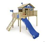 Maison sur pilotis WICKEY Smart Wave avec toboggan 220 cm antracite et bac à sable - 10 ans de garantie*