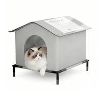 Maison surélevée auto-chauffante pour chat d'extérieur coupe-vent et imperméable avec rembourrage doux et confortable, lavable et peut accueillir plusieurs chats, un sanctuaire pour les chats errants