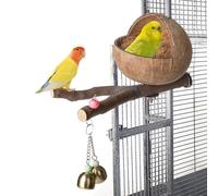 Maison suspendue d'oiseaux en noix de coco : coquille de noix de coco naturelle pour perruches, oiseaux d'amour, pinsons | Hideaway d'oiseaux confortables et écologiques, boîte de nidification de