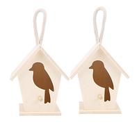 Maison Suspendue en Bois pour Oiseaux, Nid d’Extérieur, Lot de 2, 9,5x11,5x7,5cm - Design Unique, Matériau Résistant à l’Humidité, Décoration de Jardin et Refuge pour Oiseaux