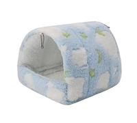 Maison Suspendue pour Hamster, 9,9 x 9,9 cm, cachette en Polaire Douce avec Crochets, nid de Repos pour Hamsters Nains, Rats, phalangers Volants et perroquets, Motif Nuages Bleus