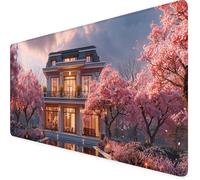 Maison Tapis de Souris XXL 600 x 300 mm, Rose Tapis Souris Gamer avec Base Anti-Dérapage, Bords Cousus Design, Imperméable Mouse Pad pour Gaming Accessoire Bureau, Decoration Maison, Cadeau 5y-18W