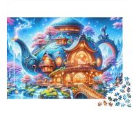 Maison théière Fantasy 1000 Pièces Puzzle pour Adultes Carton sans Odeur Anti-Stress pour S'amuser Stimuler l'esprit avec Affiche Guide 52x38cm/1000pcs