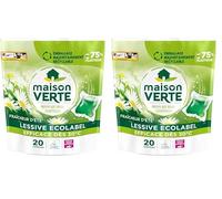 Maison Verte - Lessive Capsule - Parfum Fraîcheur d'Ete - Lessive Détachante - Spécial Peaux Sensibles - Efficace dès 20°C - 5 Enzymes Actives d'Origine Naturelle - Sans Conservateurs - 20 Lavages