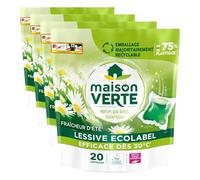Maison Verte - Lessive Capsule - Parfum Fraîcheur d'Ete - Lessive Détachante - Spécial Peaux Sensibles - Efficace dès 20°C - 5 Enzymes Actives d'Origine Naturelle - Sans Conservateurs - 20 Lavages