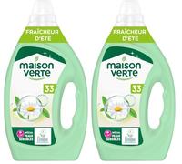 Maison Verte - Lessive Liquide - Parfum Fraîcheur d'Ete - Lessive Détachante - Spécial Peaux Sensibles - Efficace dès 20°C - 5 Enzymes Actives d'Origine Naturelle - Sans Conservateurs - 33 Lavages