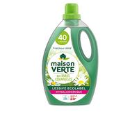 Maison Verte Lessive LiquideFraîcheur D'Été aux Huiles Essentielles BIO Hypoallergénique Efficace Dès 30°Sur Fibres Coton et Synthétique Emballage Recyclable Format 40 Lavages, 2,4L
