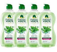 Maison Verte - Lot de 4 Liquides Vaisselle Écologiques - Parfum Thym & Basilic - Dégraissant Naturel - Biodégradable - 500 ml