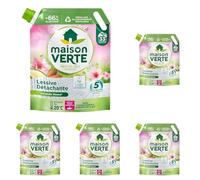 Maison Verte - Recharge Lessive Liquide - Parfum aux Huiles Essentielles - Lessive Détachante - Amande Douce - Peaux Sensibles - Efficace dès 20°C - 5 Enzymes Actives d'Origine Naturelle - 33 Lavages