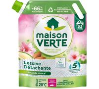 Maison Verte-Recharge Lessive Liquide-Parfum aux Huiles Essentielles-Lessive Détachante--Efficace dès 20°C-5 Enzymes-33 Lavages