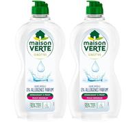Maison Verte - Sensitive - Liquide Vaisselle - 0% Allergènes Parfum - Dégraissant à Froid - Pour Peaux Sensibles - 95% d'ingrédients d'origine naturelle - 500ml (Lot de 2)
