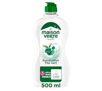 Maison Verte Vaisselle Eucalyptus Thé Vert 500ml Peau Sensible Dégraissant | liquide vaisselle, ecolabel, eucalyptus thé vert, peaux sensibles, sans conservateurs, sans colorants, dégraissant à froid