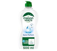 Maison Verte Vaisselle Sans Parfum 500ml Peaux Sensibles Dégraissant | liquide vaisselle, ecolabel, sans parfum, peaux sensibles, sans conservateurs, sans colorants, dégraissant à froid
