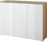 Maisonetstyles Germania Meubles à Chaussures 3935-242 GW-Telde, en Chêne de Navarra repro/Blanc, avec façades vitrées, 134 x 105 x 40 cm (LxHxP)