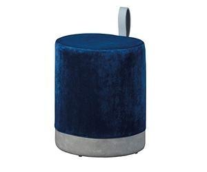 Maisonetstyles Pouf 38x32,5x43 cm en Velours Bleu et Gris