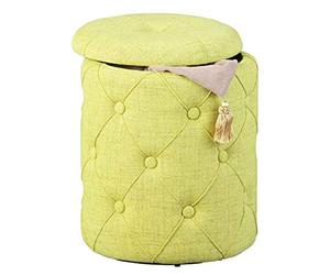 Maisonetstyles Pouf avec Rangement 34x34x40 cm capitonné Jaune