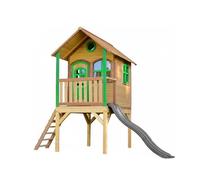 Axi Laura Maison Enfant Avec Toboggan Gris Aire De Jeux Pour L'extérieur En Marron & Vert Maisonnette / Cabane De Jeu En Bois Fsc