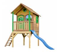 AXI Maisonnette enfant avec toboggan – Bois FSC – Bleu, marron/vert